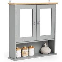 VonHaus 2 Door Bathroom Wall Mirror Cabinet in Grey