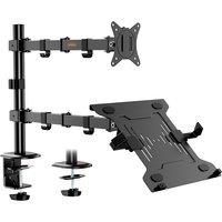 VonHaus Height Adjustable Monitor Mount with Laptop Stand in Black
