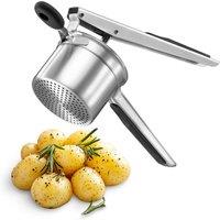 VonShef Soft-Grip Stainless-Steel Potato Ricer Masher in Metallic Silver