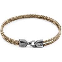 ANCHOR & CREW Men's Cromer Silver & Rope Bracelet in Light Brown | Size: 23 cm