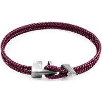 ANCHOR & CREW Men's Brixham Silver & Rope Bracelet in Purple | Size: 19 cm