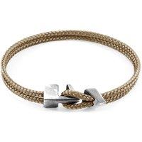 ANCHOR & CREW Men's Brixham Silver & Rope Bracelet in Light Brown | Size: 19 cm
