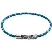 ANCHOR & CREW Men's Talbot Silver & Rope Bracelet in Blue | Size: 21 cm