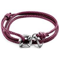 ANCHOR & CREW Men's Clyde Anchor Silver & Rope Bracelet in Purple