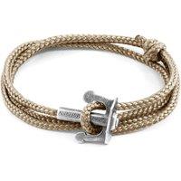 ANCHOR & CREW Men's Union Anchor Silver & Rope Bracelet in Light Brown