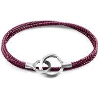 ANCHOR & CREW Men's Montrose Silver & Rope Bracelet in Purple | Size: 23 cm