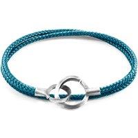 ANCHOR & CREW Men's Montrose Silver & Rope Bracelet in Blue | Size: 19 cm