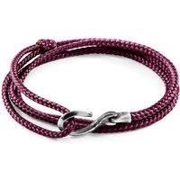 ANCHOR & CREW Men's Heysham Silver & Rope Bracelet in Purple