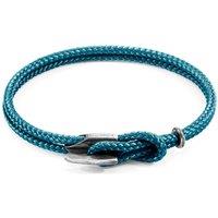 ANCHOR & CREW Men's Padstow Silver & Rope Bracelet in Blue | Size: 23 cm