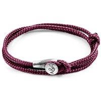 ANCHOR & CREW Men's Dundee Silver & Rope Bracelet in Purple