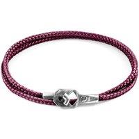 ANCHOR & CREW Men's Tenby Silver & Rope Bracelet in Purple | Size: 21 cm