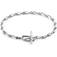 ANCHOR & CREW Women's Arabella Twist Silver Chain T-Bar Bracelet | Size: 21 cm