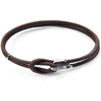 ANCHOR & CREW Women's Orla Silver & Nappa Leather Bracelet in Brown | Size: 19 cm