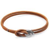 ANCHOR & CREW Women's Orla Silver & Nappa Leather Bracelet in Light Brown | Size: 23 cm