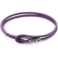 ANCHOR & CREW Women's Orla Silver & Nappa Leather Bracelet in Purple | Size: 21 cm