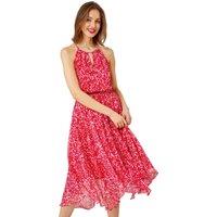Halterneck Abstract Asymmetric Midi Dress