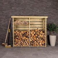 Charles Bentley Nordic Spruce Wood Double Log Store Firewood Storage Heavy in Natural
