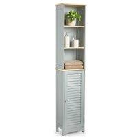 VonHaus Shrewsbury Freestanding 1 Door Tall Bathroom Cabinet in Grey