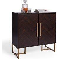 Spinningfield York Chevron Parquet Design 2 Door Dark Wood Sideboard Unit in Dark Brown