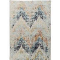 Kukoon Faded Beige Blue Chevron Design Vintage Distressed Living Room Area Rug | Size: 120 cm x 170 cm