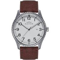 Elevon Men's Crosswind Canvas-Overlaid Leather-Band Watch w/ Date in Brown