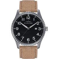 Elevon Men's Crosswind Canvas-Overlaid Leather-Band Watch w/ Date in Khaki