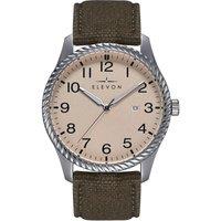 Elevon Men's Crosswind Canvas-Overlaid Leather-Band Watch w/ Date in Tan