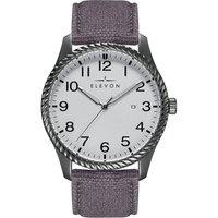 Elevon Men's Crosswind Canvas-Overlaid Leather-Band Watch w/ Date in Grey