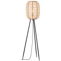 Netlighting Zaire Complete Floor Lamp Natural Linen Natural Bamboo Matt Black in Brown