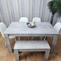 KOSY KOALA Wooden Rectangle Dining Table Set With 4 white Chairs & Bench Stylish Dining Room Set in Brown