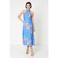 Occasion Floral Halterneck Jacquard Midi Dress