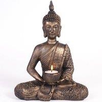 Something Different Sitting Thai Buddha Tealight Holder in Dark Brown