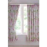 Dreams & Drapes 'Wisteria' Pair of Pencil Pleat Curtains With Tie-Backs in Pink | Size: 168 cm width x 183 cm drop