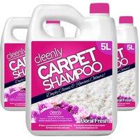 cleenly Carpet Cleaning Shampoo Odour Remover Floral Fragrance 3 x 5L in Pink