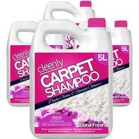 cleenly Carpet Cleaning Shampoo Odour Remover Floral Fragrance 4 x 5L in Pink