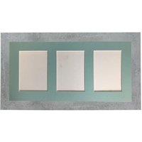 Frames & Mirrors 4U Metro Mineral Grey Frame with Blue Mount for 3 Image Sizes 7 x 5 Inch in Mid Grey