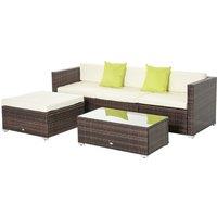 OUTSUNNY 5 Pieces Rattan Sofa Set Wicker Sectional Cushion Patio in Brown
