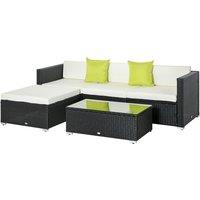 OUTSUNNY 5 Pieces Rattan Sofa Set Wicker Sectional Cushion Patio in Black