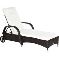 OUTSUNNY Adjustable Rattan Sun Lounger Outdoor Recliner Chair w/ Cushion Garden Pool in Brown