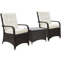 OUTSUNNY Rattan 3PCs Chair Table Bistro Set Patio Set w/ Steel Frame in White