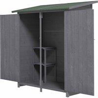 OUTSUNNY Wooden Garden Sheds Shed Tool Storage Cabinet Box Double Doors Aesthetic 2 Type in Grey