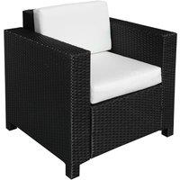 OUTSUNNY Rattan Garden Armchair, Cushioned Single Rattan Chair in Black
