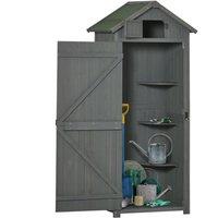 OUTSUNNY Wooden Garden Storage Shed Tool Storage Box, 77 x 54 x 179 cm in Grey