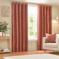 Wylder Nature Grantley Floral Jacquard Eyelet Curtain Pair in Burnt Orange | Size: 168 cm width x 183 cm drop
