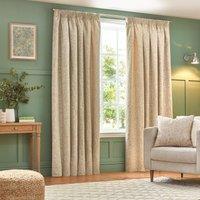 Wylder Nature Grantley Floral Jacquard Pencil Pleat Curtain Pair in Natural | Size: 117 cm width x 183 cm drop