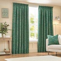 Wylder Nature Grantley Floral Jacquard Pencil Pleat Curtain Pair in Emerald | Size: 168 cm width x 229 cm drop