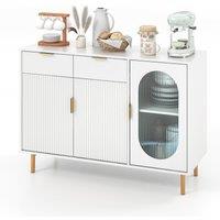 Costway Kitchen Storage Sideboard Dining Buffet Server Cabinet Cupboard With 2 Drawers in White