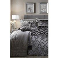 Soiree 'Belfort' Woven Geo Velvet Duvet Cover Set in Dark Grey | Size: King