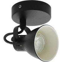 Loops Wall Light 1 Spot Colour Black Steel Pivot Shade Bulb GU10 1x3.3W Included