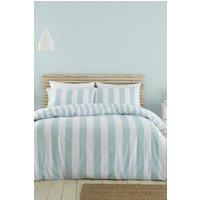 Catherine Lansfield 'Cove Stripe' Reversible Duvet Cover Set in Duck Egg Blue | Size: King